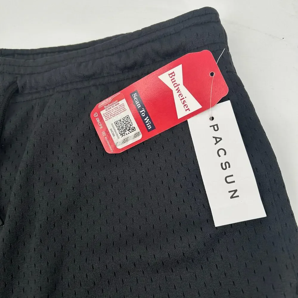 NWT Men's Pacsun x Budweiser Black Mesh Athletic Shorts Horse sz S x 8.5